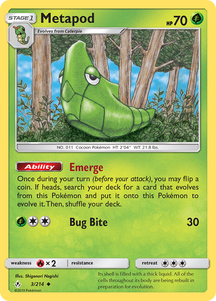 Metapod (3/214) [Sun & Moon: Unbroken Bonds] | Silver Goblin