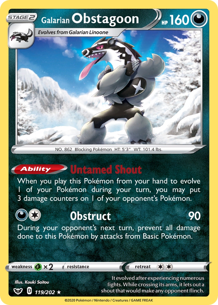 Galarian Obstagoon (119/202) [Sword & Shield: Base Set] | Silver Goblin