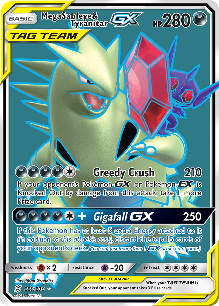 Mega Sableye & Tyranitar GX (225/236) [Sun & Moon: Unified Minds] | Silver Goblin