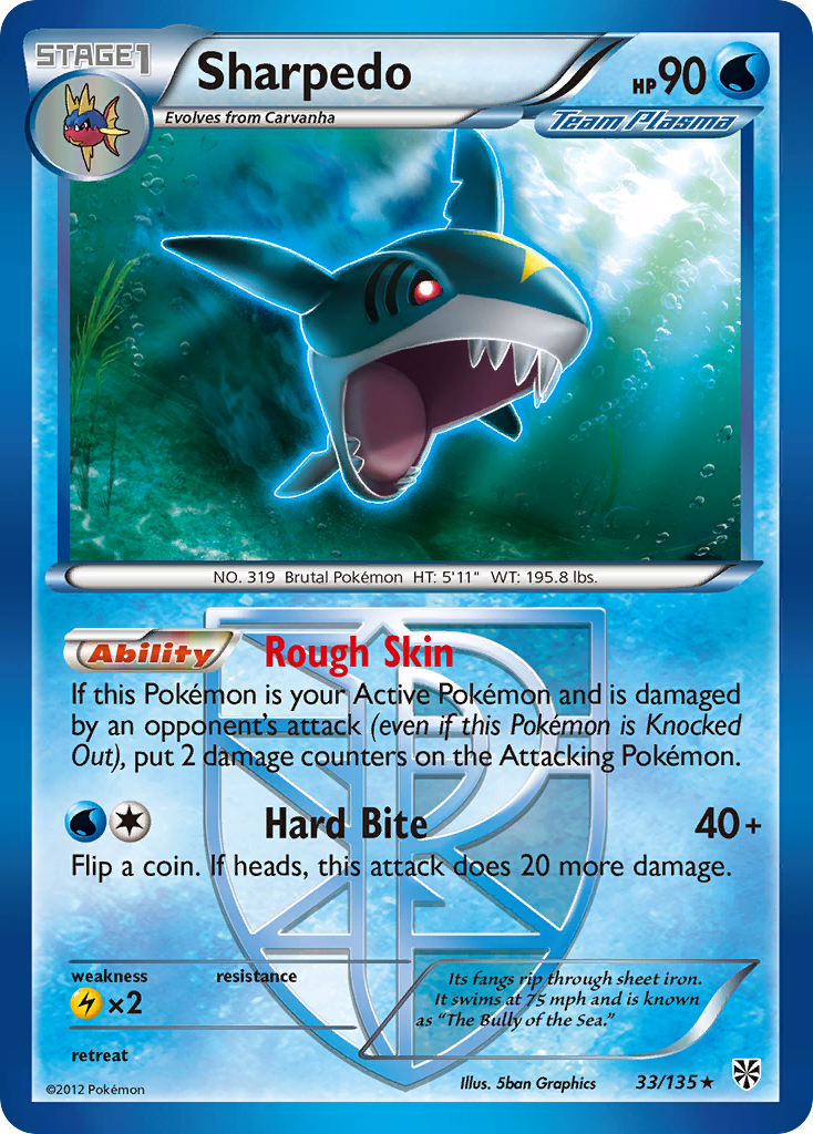 Sharpedo (33/135) [Black & White: Plasma Storm] | Silver Goblin