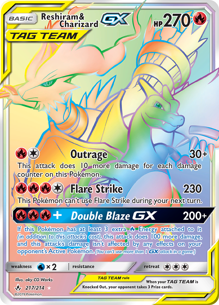 Reshiram & Charizard GX (217/214) [Sun & Moon: Unbroken Bonds] | Silver Goblin