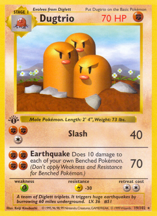 Dugtrio (19/102) (Shadowless) [Base Set 1st Edition] | Silver Goblin