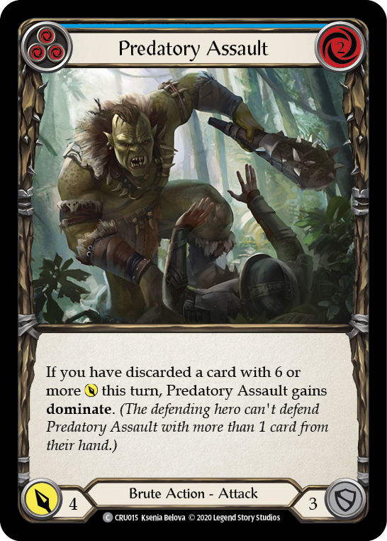 Predatory Assault (Blue) [CRU015] (Crucible of War)  1st Edition Normal | Silver Goblin