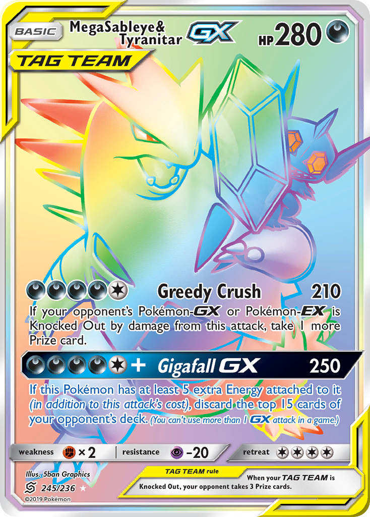 Mega Sableye & Tyranitar GX (245/236) [Sun & Moon: Unified Minds] | Silver Goblin