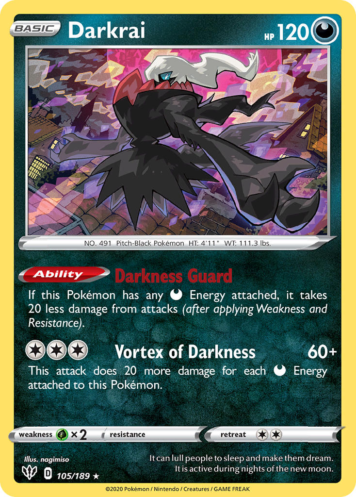 Darkrai (105/189) (Theme Deck Exclusive) [Sword & Shield: Darkness Ablaze] | Silver Goblin