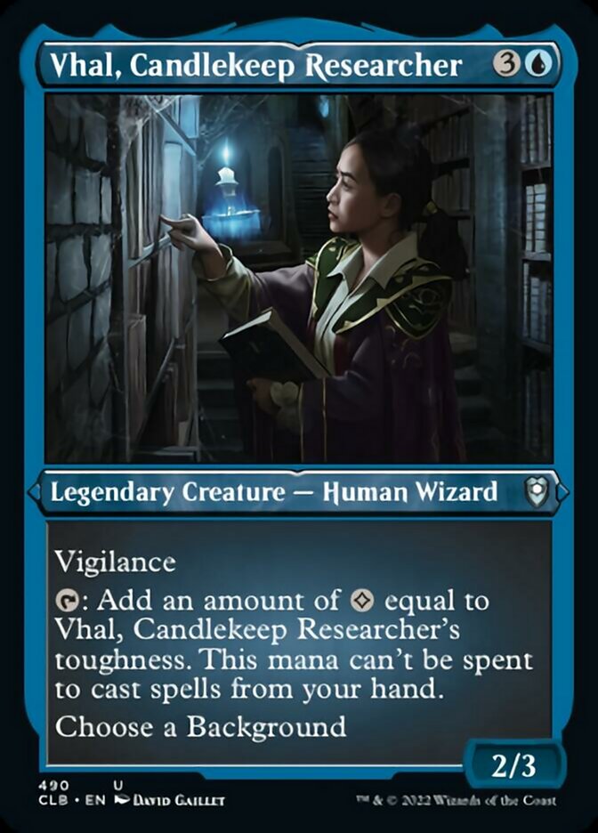 Vhal, Candlekeep Researcher (Foil Etched) [Commander Legends: Battle for Baldur's Gate] | Silver Goblin