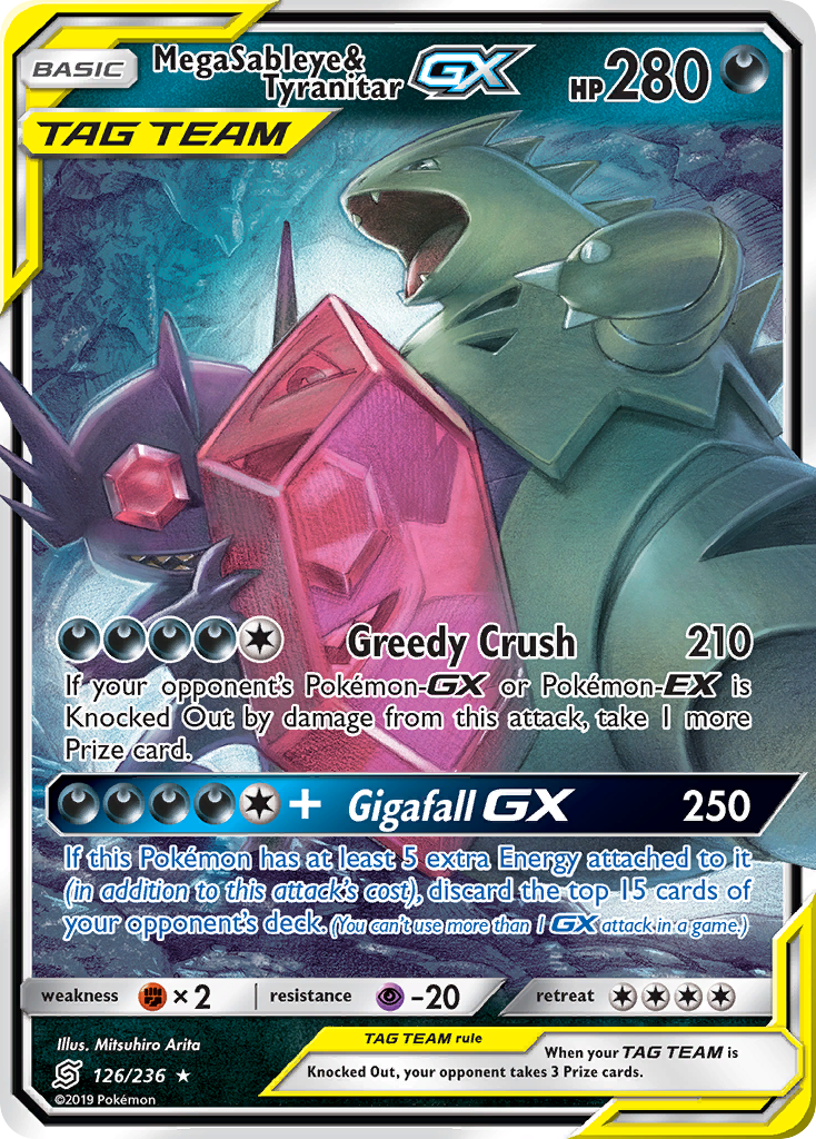 Mega Sableye & Tyranitar GX (126/236) [Sun & Moon: Unified Minds] | Silver Goblin