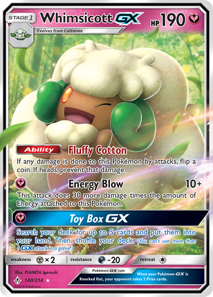 Whimsicott GX (140/214) [Sun & Moon: Unbroken Bonds] | Silver Goblin