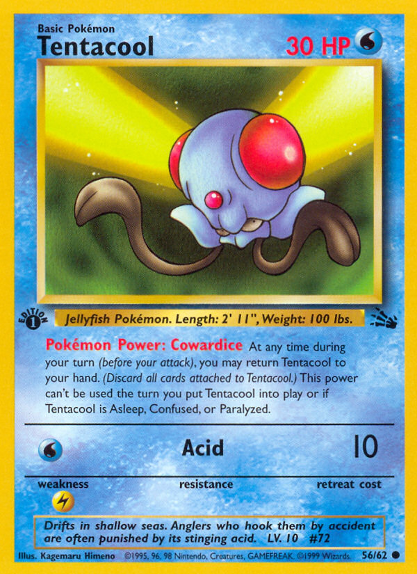 Tentacool (56/62) [Fossil 1st Edition] | Silver Goblin