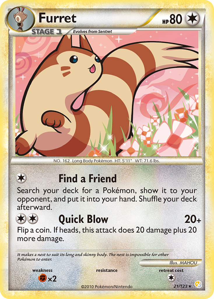 Furret (21/123) [HeartGold & SoulSilver: Base Set] | Silver Goblin