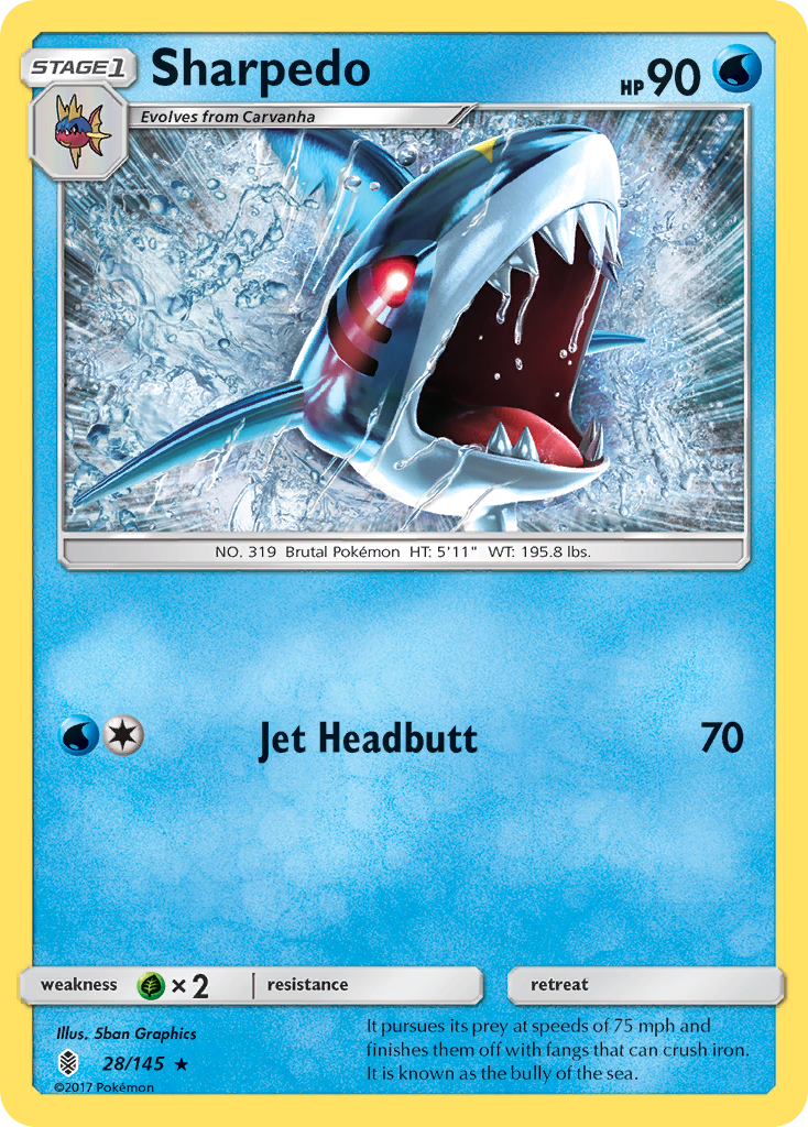 Sharpedo (28/145) [Sun & Moon: Guardians Rising] | Silver Goblin