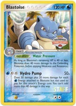 Blastoise (14/100) (National Championship Promo Staff) [EX: Crystal Guardians] | Silver Goblin