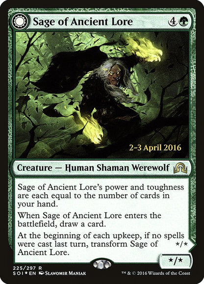 Sage of Ancient Lore // Werewolf of Ancient Hunger (225s) Foil - Shadows over Innistrad Promos