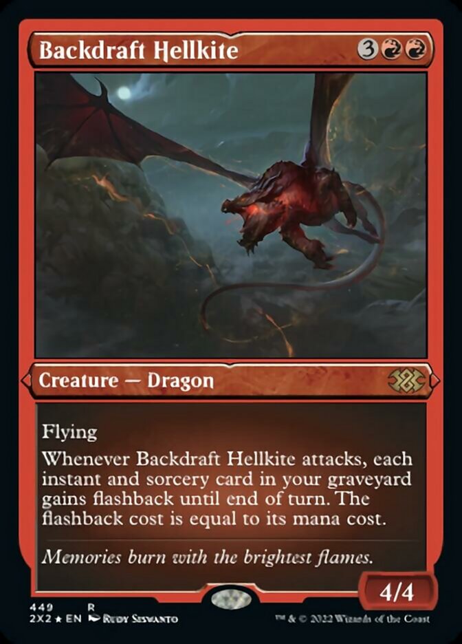 Backdraft Hellkite (Foil Etched) [Double Masters 2022] | Silver Goblin