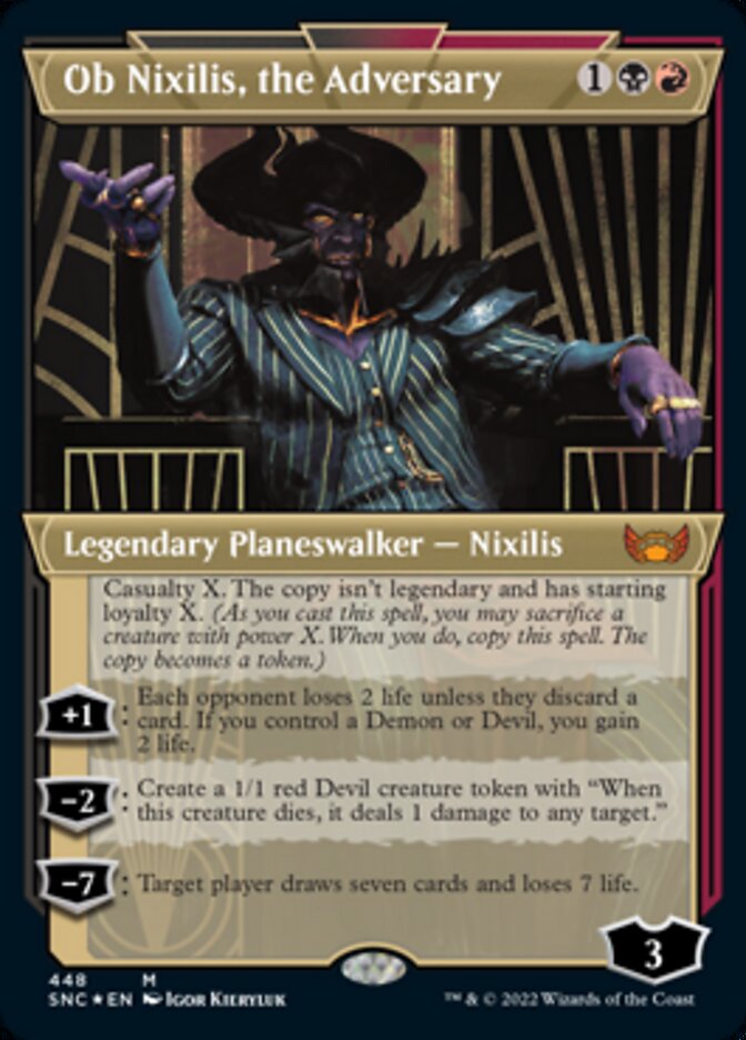 Ob Nixilis, the Adversary (Showcase Art Deco Foil Etched) [Streets of New Capenna] | Silver Goblin