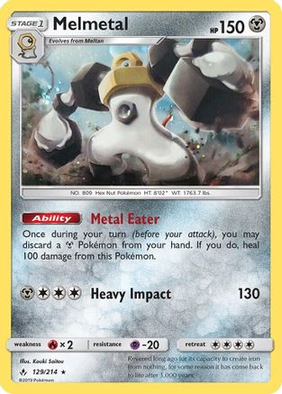 Melmetal (129/214) (Cosmos Holo) [Sun & Moon: Unbroken Bonds] | Silver Goblin