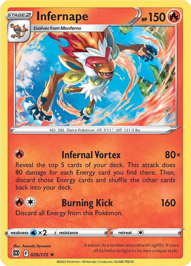 Infernape (026/172) (Theme Deck Exclusive) [Sword & Shield: Brilliant Stars] | Silver Goblin