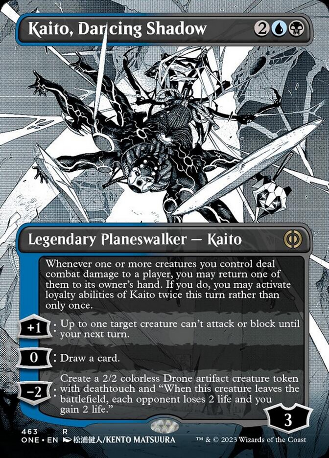Kaito, Dancing Shadow (Borderless Manga Step-and-Compleat Foil) [Phyrexia: All Will Be One] | Silver Goblin