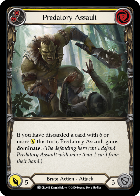 Predatory Assault (Yellow) [CRU014] (Crucible of War)  1st Edition Normal | Silver Goblin