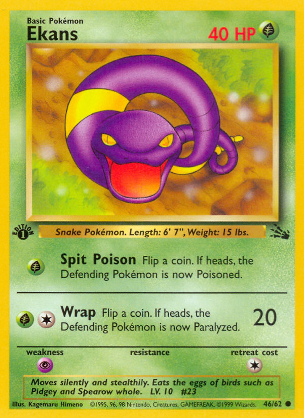 Ekans (46/62) [Fossil 1st Edition] | Silver Goblin