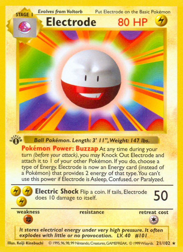 Electrode (21/102) (Shadowless) [Base Set 1st Edition] | Silver Goblin