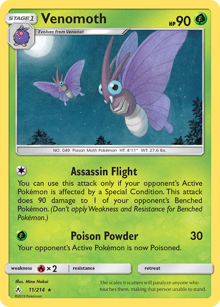 Venomoth (11/214) [Sun & Moon: Unbroken Bonds] | Silver Goblin