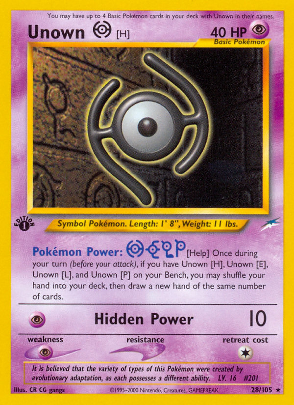 Unown [H] (28/105) [Neo Destiny 1st Edition] | Silver Goblin