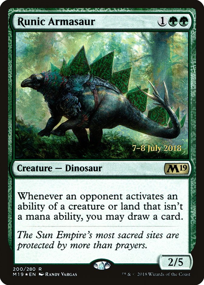 Runic Armasaur [Core Set 2019 Prerelease Promos] | Silver Goblin