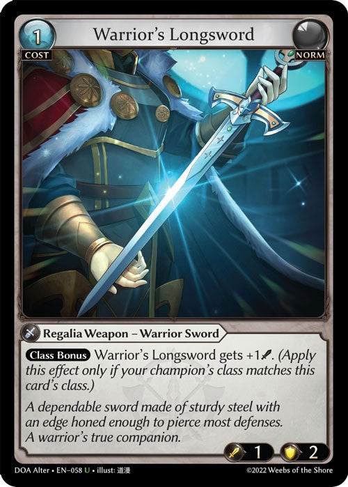 Warrior's Longsword (058) [Dawn of Ashes: Alter Edition] | Silver Goblin