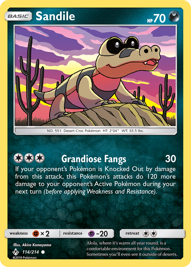 Sandile (114/214) [Sun & Moon: Unbroken Bonds] | Silver Goblin