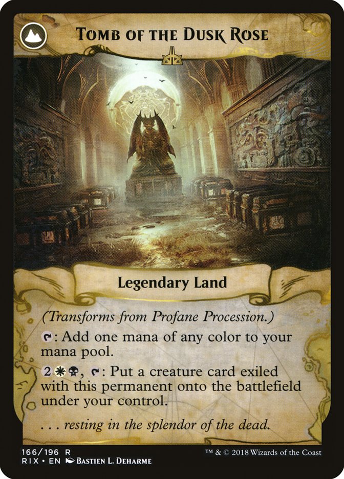 Profane Procession // Tomb of the Dusk Rose (166) - Rivals of Ixalan