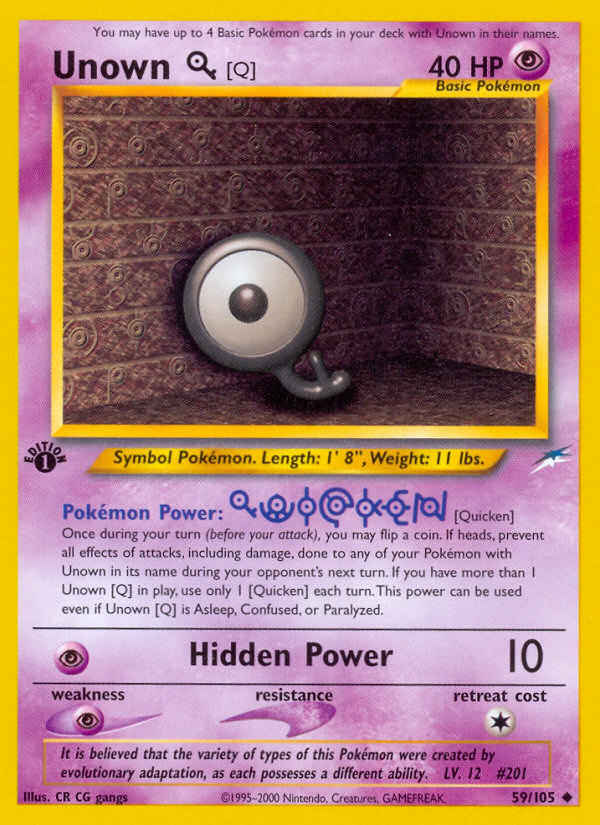 Unown [Q] (59/105) [Neo Destiny 1st Edition] | Silver Goblin