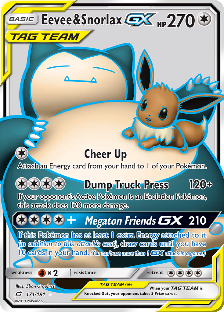 Eevee & Snorlax GX (171/181) [Sun & Moon: Team Up] | Silver Goblin