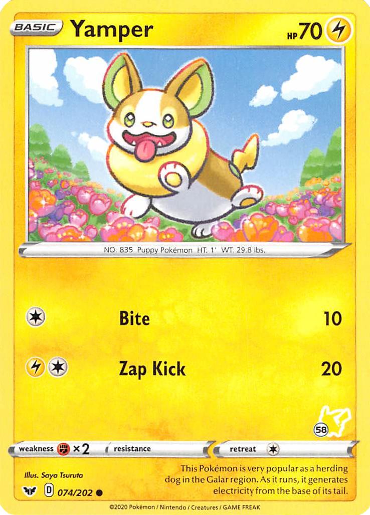 Yamper (074/202) (Pikachu Stamp #58) [Battle Academy 2022] | Silver Goblin