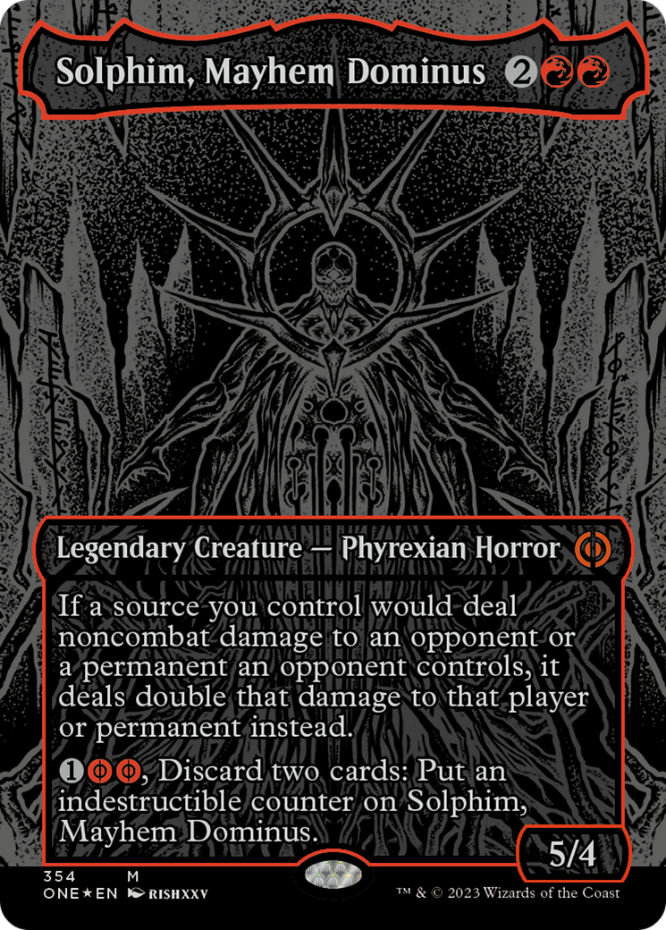 Solphim, Mayhem Dominus (Oil Slick Raised Foil) [Phyrexia: All Will Be One] | Silver Goblin