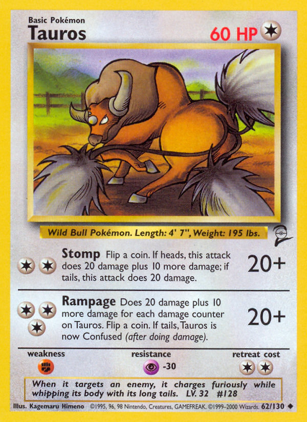 Tauros (62/130) [Base Set 2] | Silver Goblin