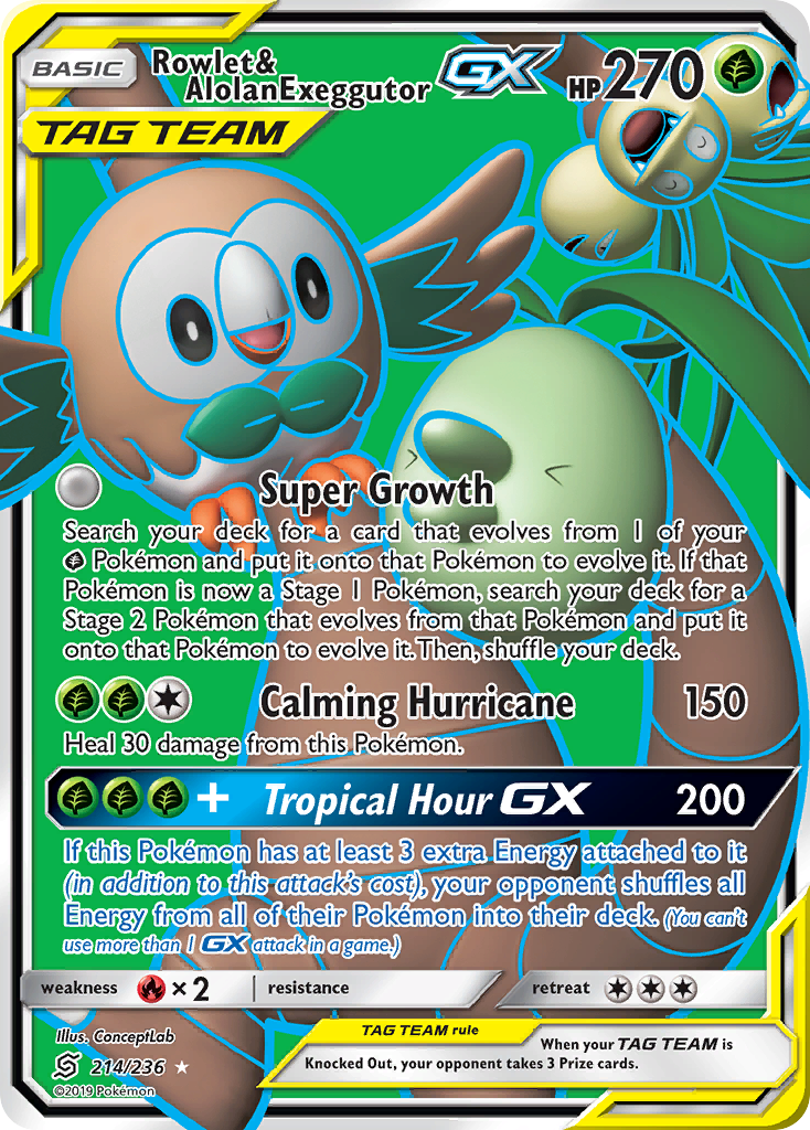 Rowlet & Alolan Exeggutor GX (214/236) [Sun & Moon: Unified Minds] | Silver Goblin