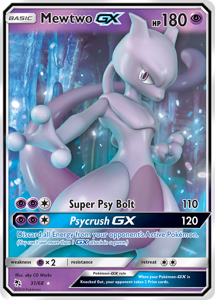 Mewtwo GX (31/68) [Sun & Moon: Hidden Fates] | Silver Goblin