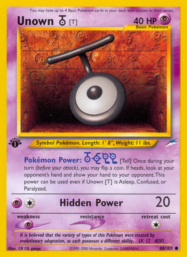 Unown [T] (88/105) [Neo Destiny 1st Edition] | Silver Goblin