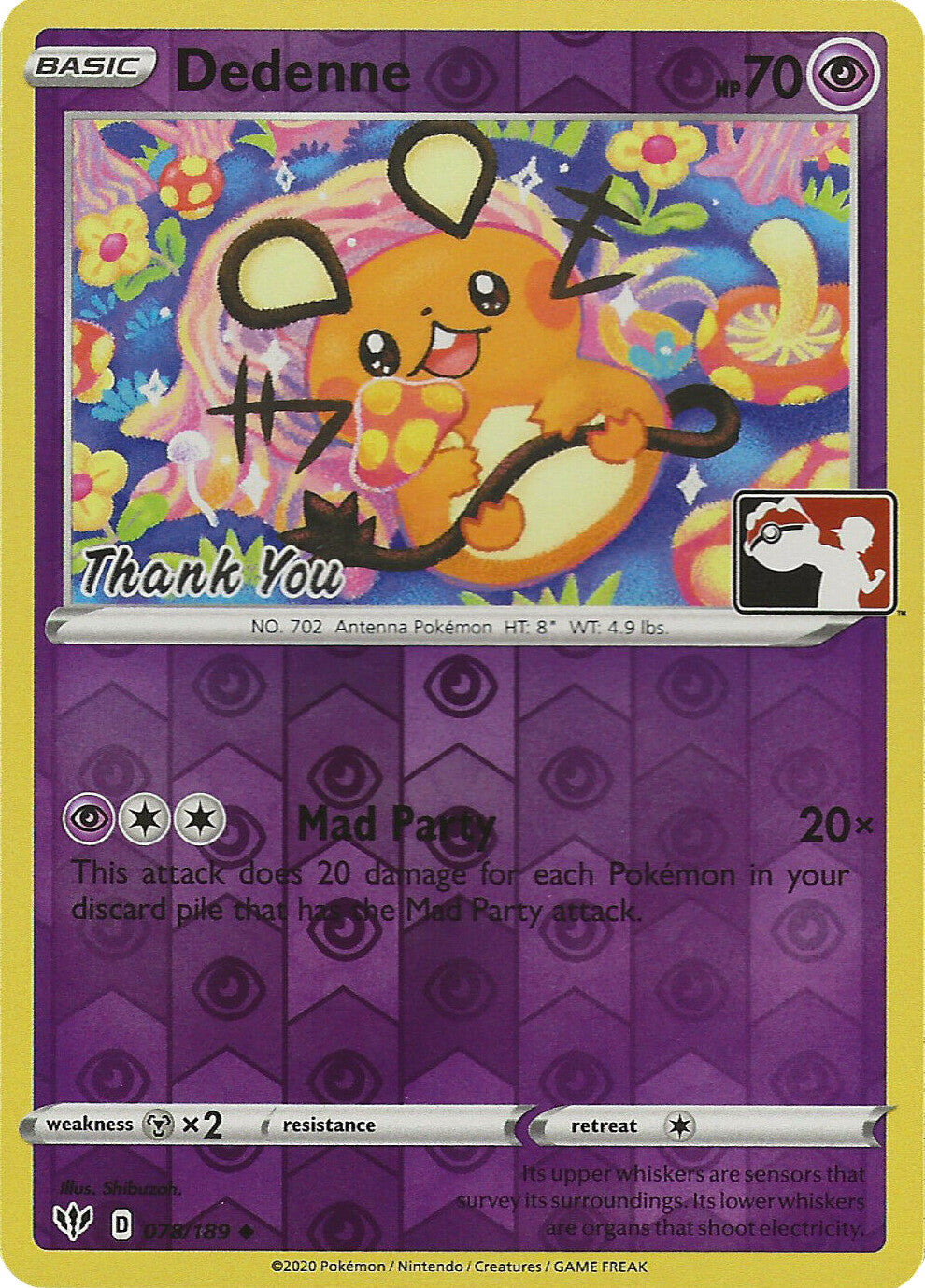 Dedenne (078/189) (Thank You Promo) [Sword & Shield: Darkness Ablaze] | Silver Goblin