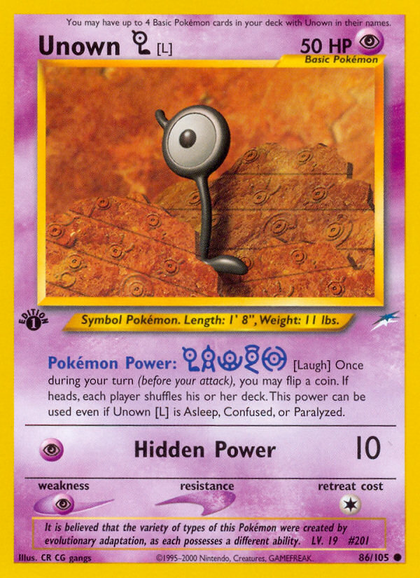 Unown [L] (86/105) [Neo Destiny 1st Edition] | Silver Goblin