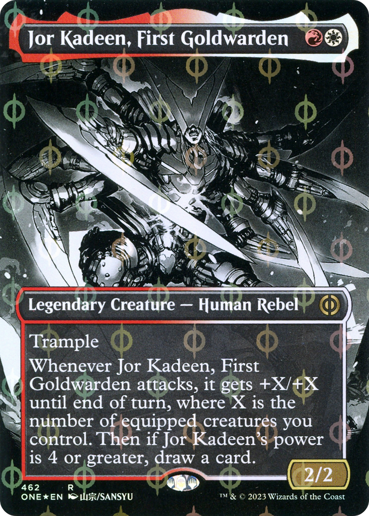 Jor Kadeen, First Goldwarden (Borderless Manga Step-and-Compleat Foil) [Phyrexia: All Will Be One] | Silver Goblin