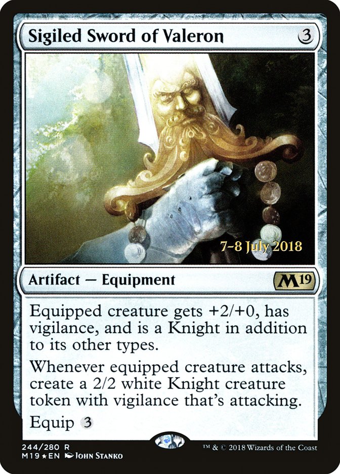 Sigiled Sword of Valeron [Core Set 2019 Prerelease Promos] | Silver Goblin