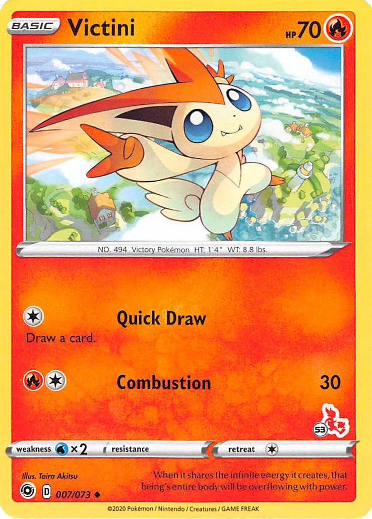 Victini (007/073) (Cinderace Stamp #53) [Battle Academy 2022] | Silver Goblin