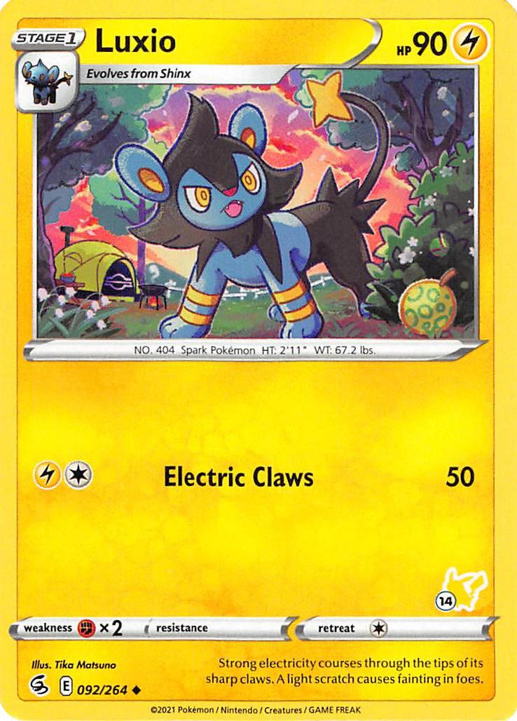 Luxio (092/264) (Pikachu Stamp #14) [Battle Academy 2022] | Silver Goblin