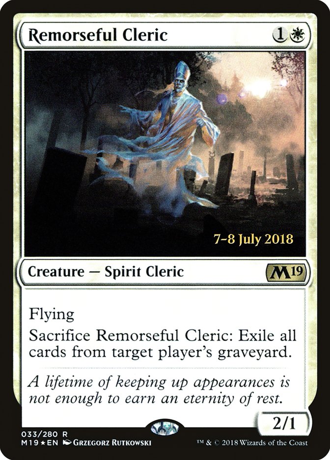 Remorseful Cleric [Core Set 2019 Prerelease Promos] | Silver Goblin