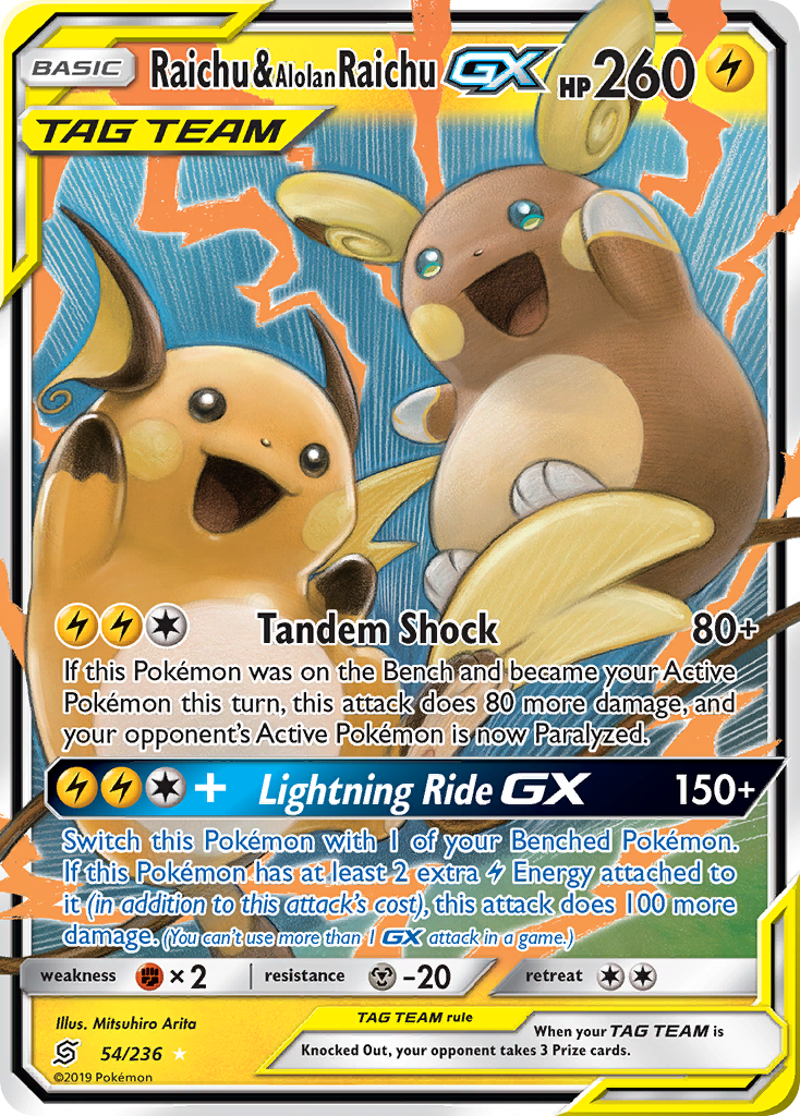 Raichu & Alolan Raichu GX (54/236) [Sun & Moon: Unified Minds] | Silver Goblin