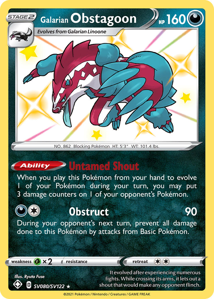 Galarian Obstagoon (SV080/SV122) [Sword & Shield: Shining Fates] | Silver Goblin