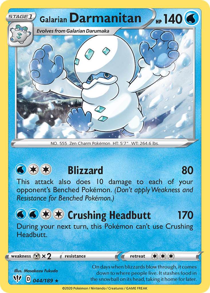 Galarian Darmanitan (044/189) (Cracked Ice Holo) (Theme Deck Exclusive) [Sword & Shield: Darkness Ablaze] | Silver Goblin