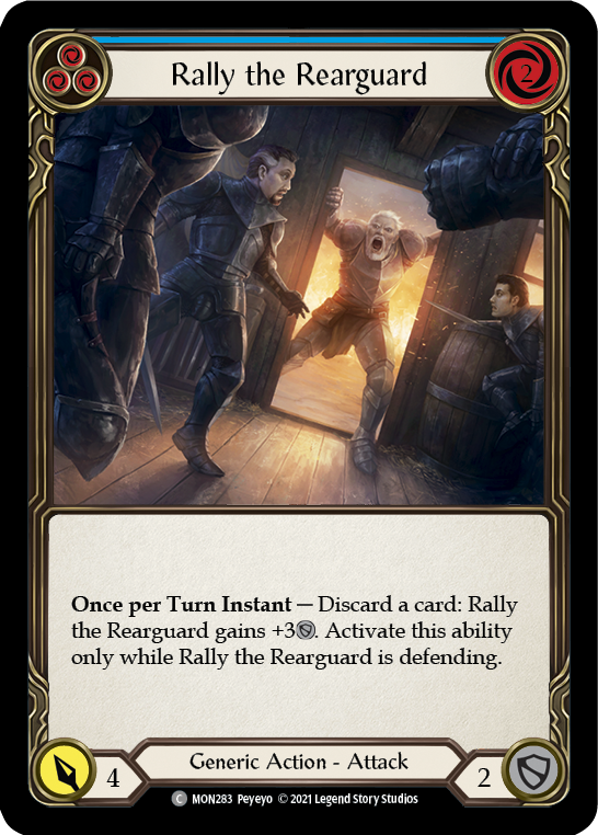 Rally the Rearguard (Blue) [MON283-RF] (Monarch)  1st Edition Rainbow Foil | Silver Goblin